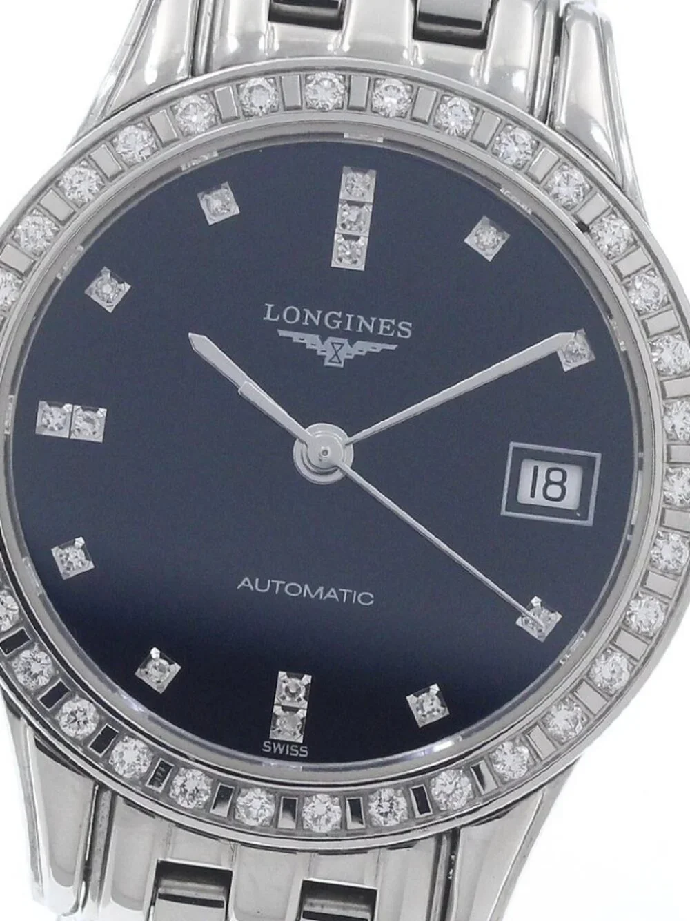 LONGINES Flagship L4.274.0 diamond bezel date black Dial Automatic Ladies_963402